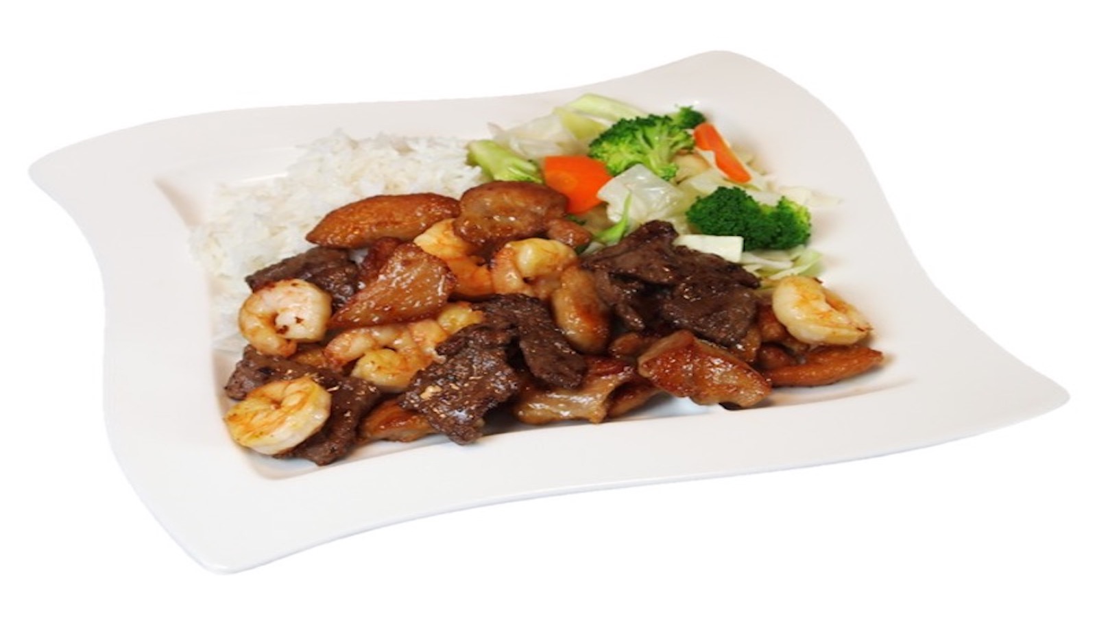 Order Chicken, Beef and Shrimp Combo food online from Teriyaki Express store, Gaithersburg on bringmethat.com