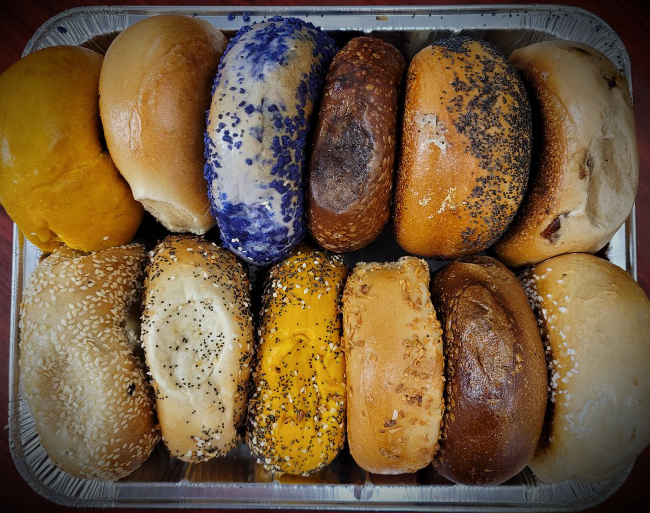 Order 1 DOZEN ASSORTED BAGEL TRAY food online from BAGELS N CREAM store, Robbinsville Township on bringmethat.com