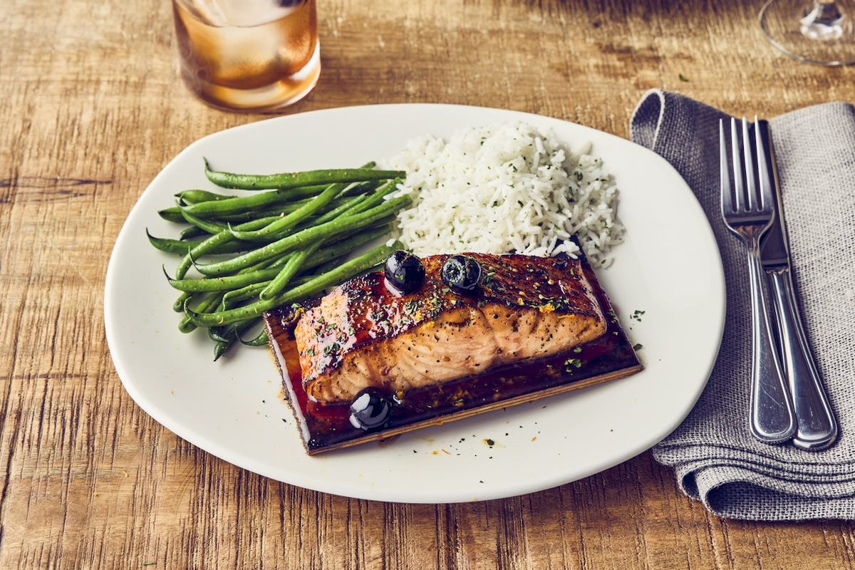 Order NEW! Old Fashioned Cedar Plank Salmon food online from Bonefish Grill store, Raleigh on bringmethat.com