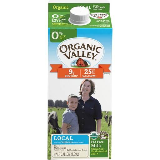 Order Organic Valley Fat Free Milk 1/2 Gallon CA (64 OZ) 144964 food online from BevMo! store, Greenbrae on bringmethat.com