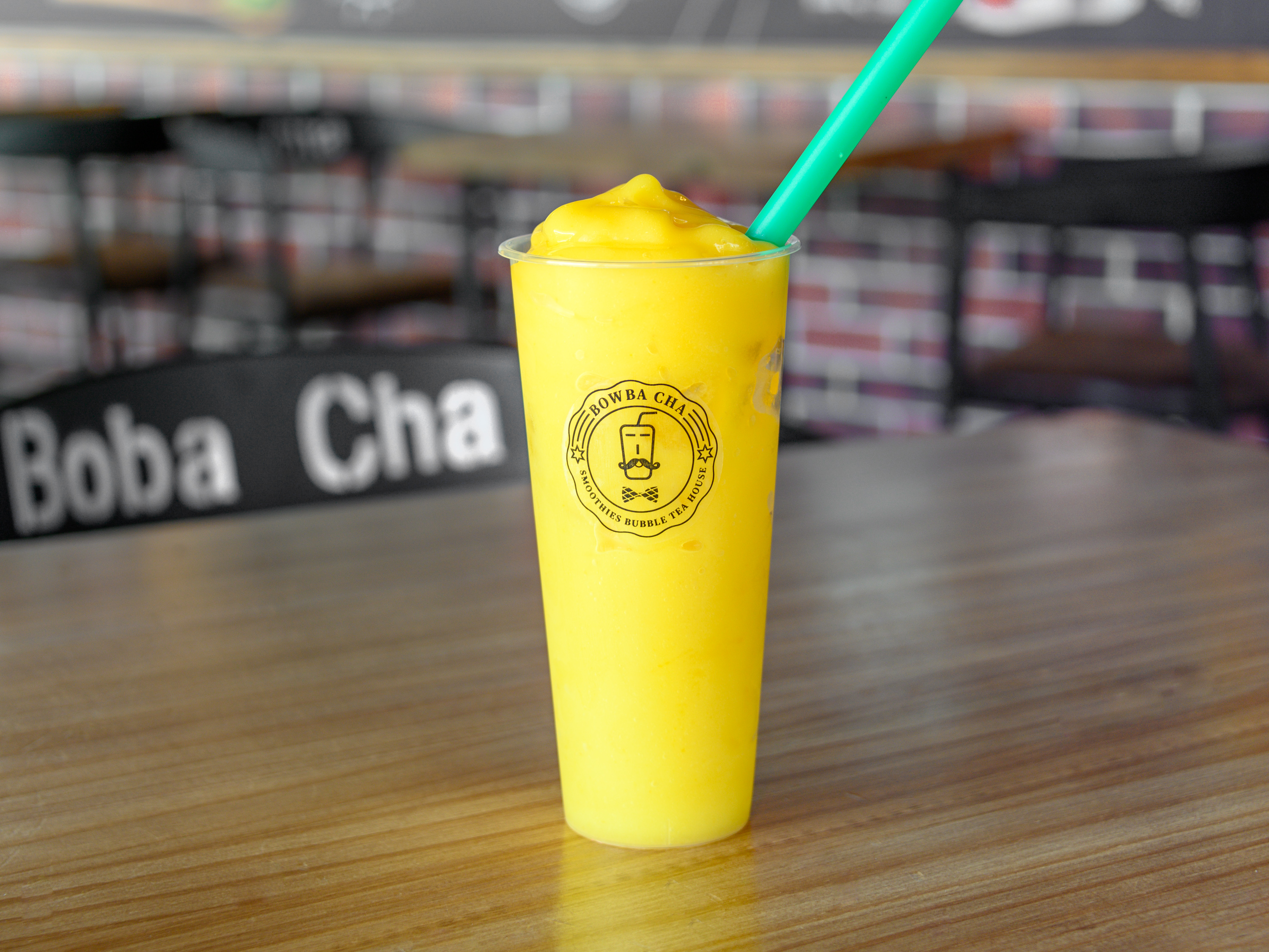 Order Mango Peach Smoothie food online from Boba Cha Smoothies Bubble Tea House store, Newark on bringmethat.com