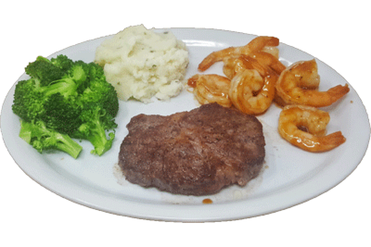 Order Double Meat Combo: 6 oz Ribeye with BBQ Shrimp food online from Ruby Tuesdays store, Evans on bringmethat.com