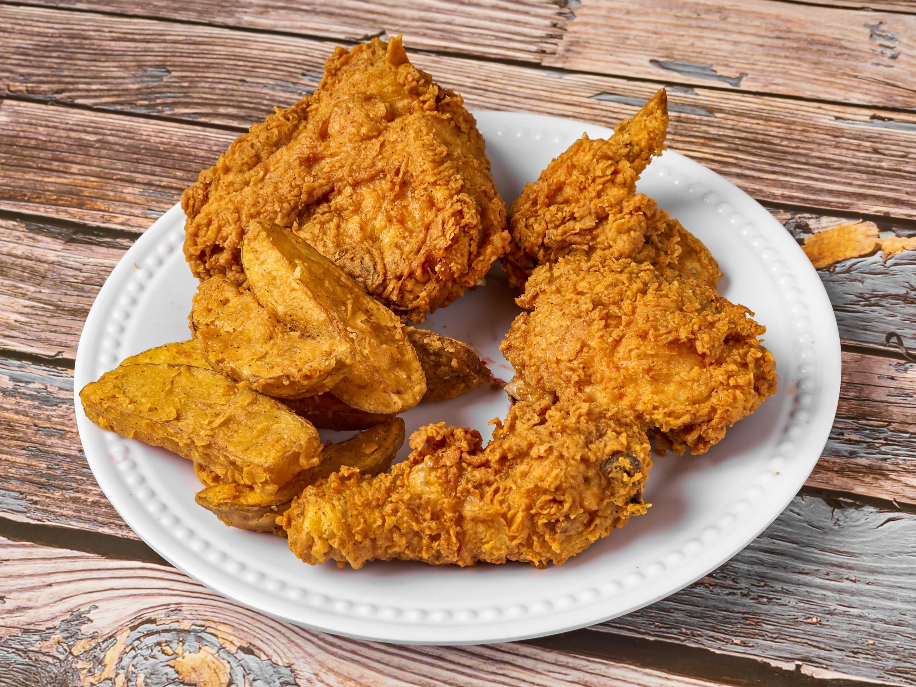 Order 4. Two Piece mix Chicken Combo with wedges food online from Chester Chicken store, La Porte on bringmethat.com