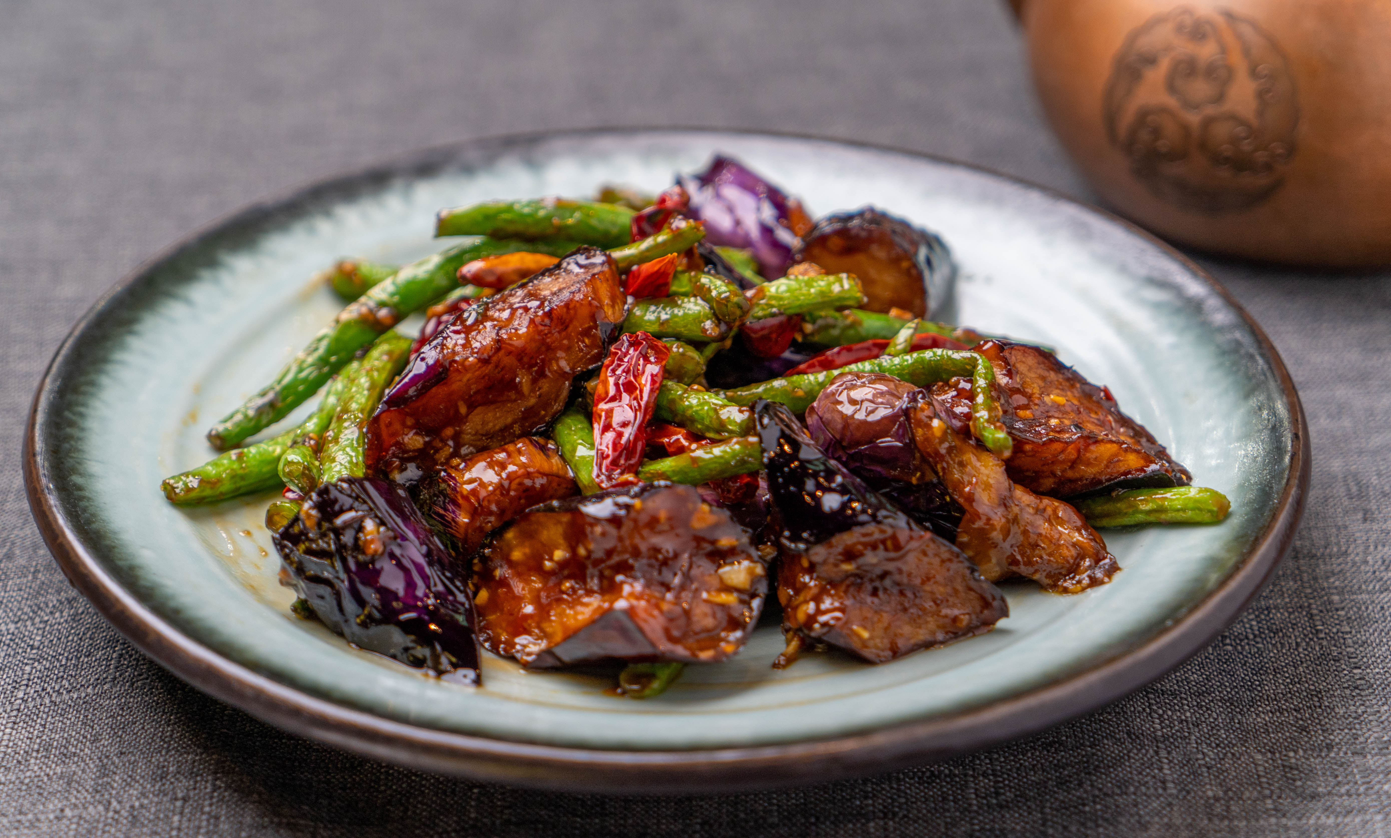 Order Eggplant with String Beans food online from Osmanthus Dim Sum Lounge store, San Francisco on bringmethat.com