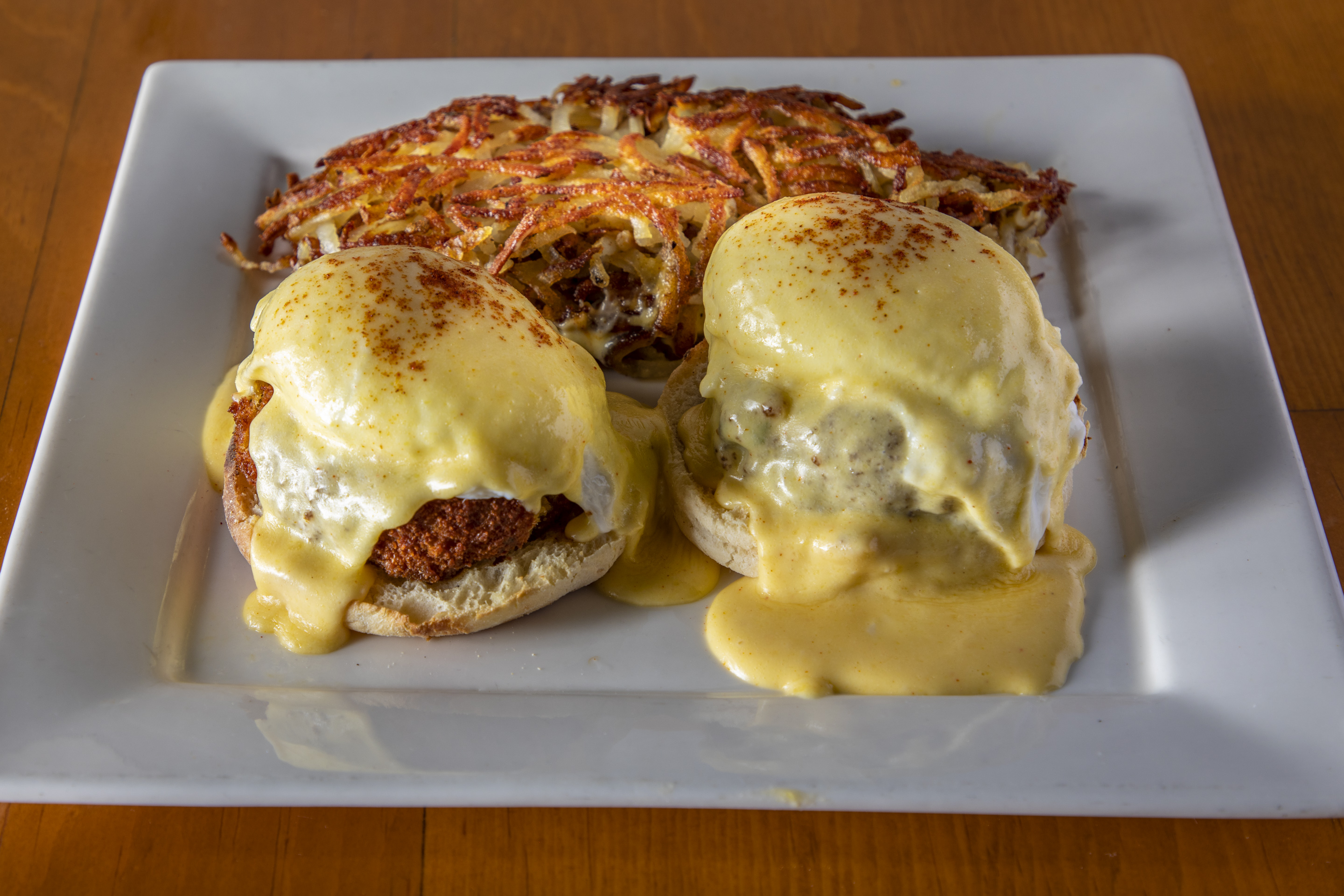 Order Crab Cake Benedict  food online from Pork Store Cafe store, San Francisco on bringmethat.com