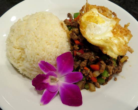 Order Pork Plate (Pad Krapow Moo) food online from Thai.Pho store, Forney on bringmethat.com