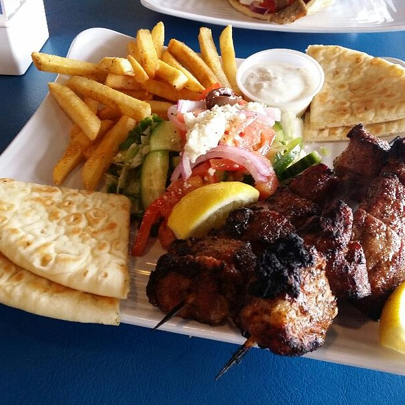 Order Souvlaki Pork food online from Atheneos Greek Village Cafe store, Mesquite on bringmethat.com