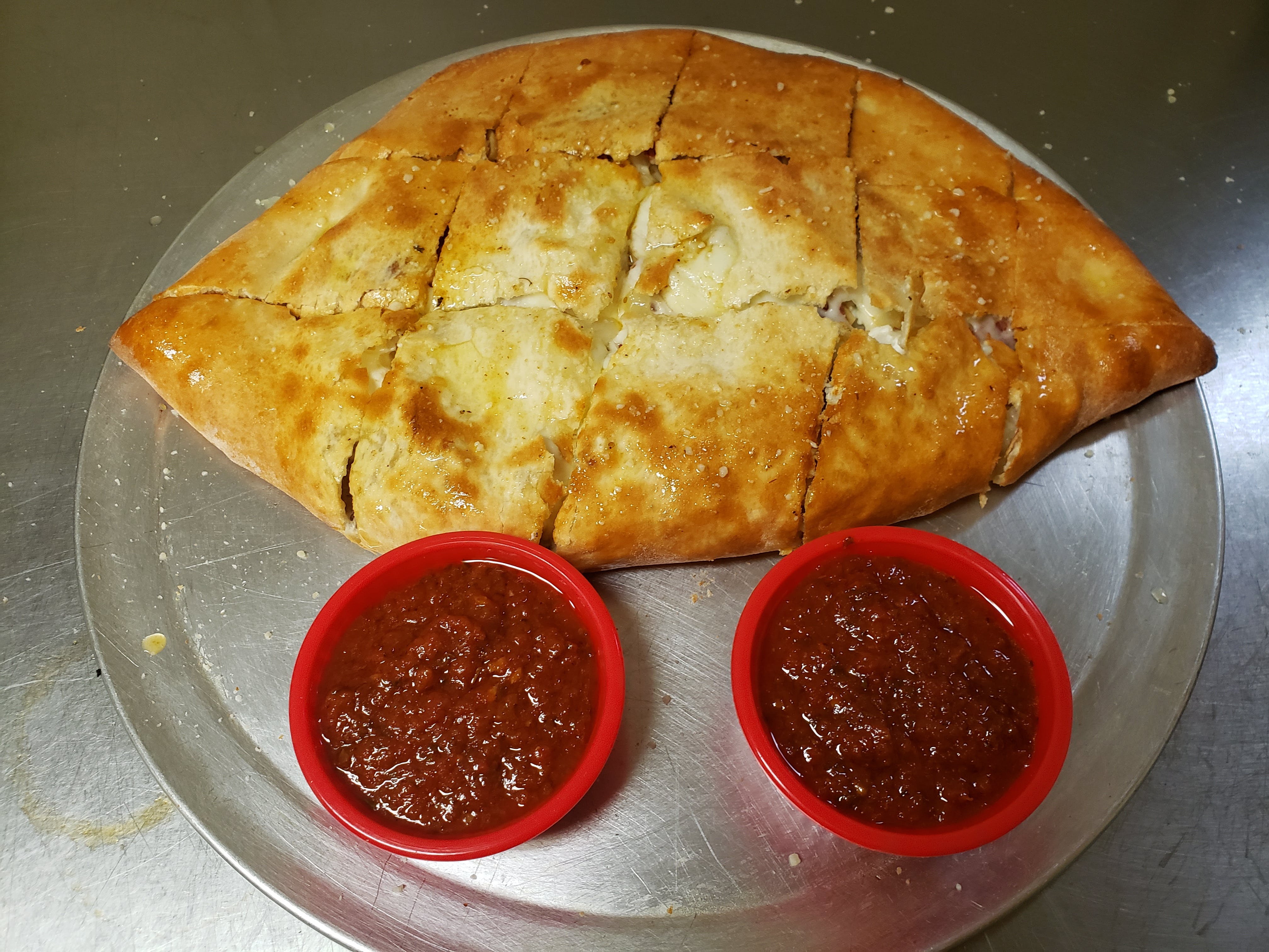 Order Cheesesteak Calzone - Small food online from Aly's Family Italian Restaurant store, Christiansburg on bringmethat.com