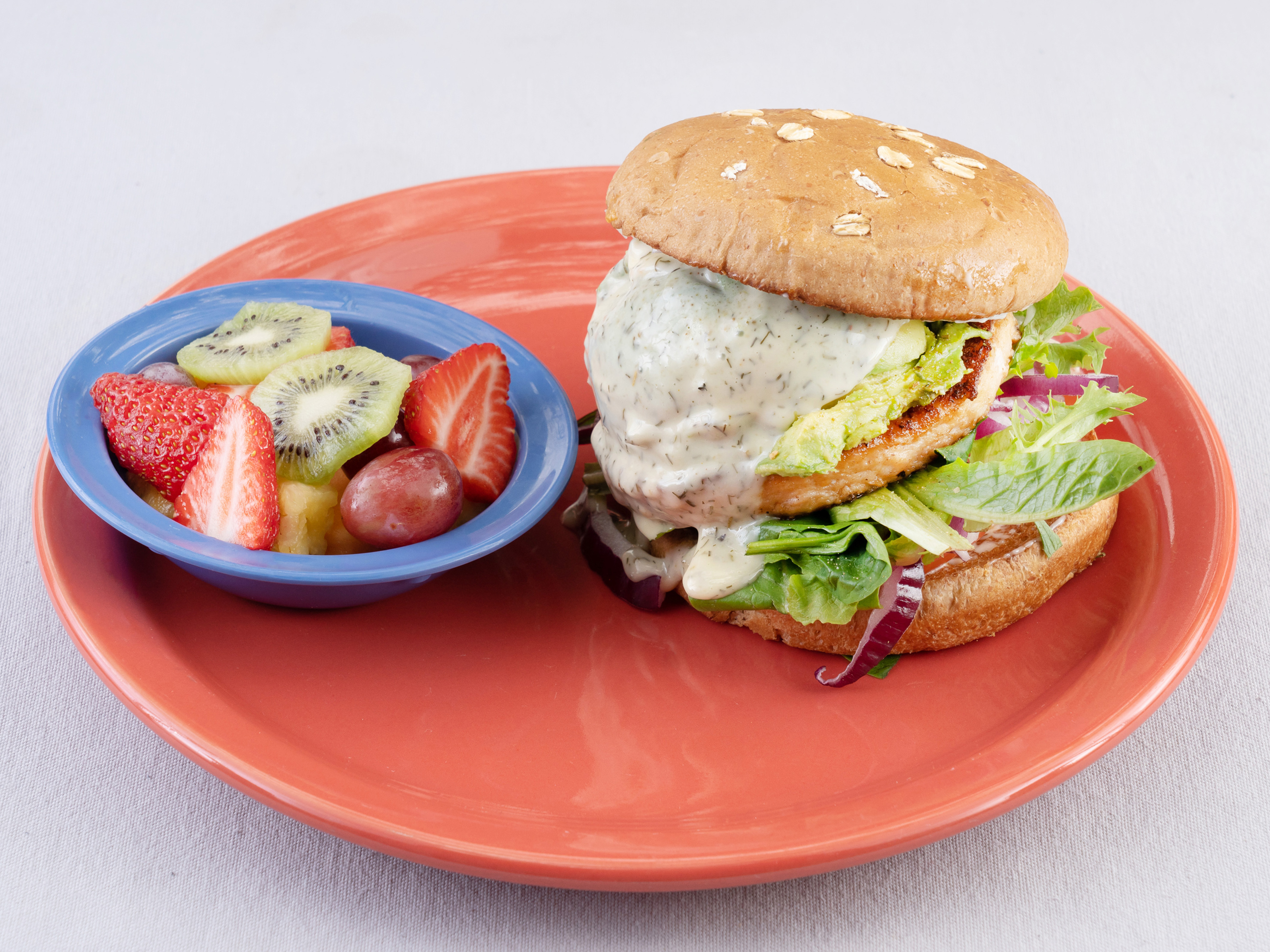 Order Dori's Salmon Burger food online from Hobbit Cafe store, Houston on bringmethat.com