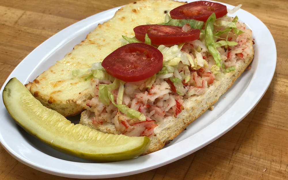 Order Crab & Seafood Grinder - Quarter 4.5" food online from Bellacino Pizza & Grinders store, Southfield on bringmethat.com