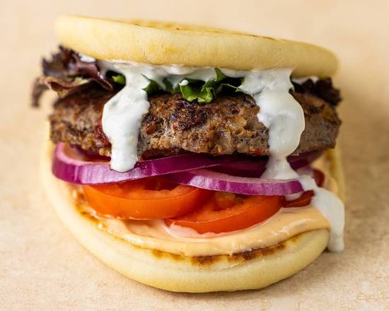 Order Feta Stuffed Greek Pita Burger food online from Daphne store, Temecula on bringmethat.com