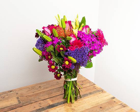 Order Vibrant Primary Colors Wrapped Bouquet food online from @flowers Rosemead store, Rosemead on bringmethat.com
