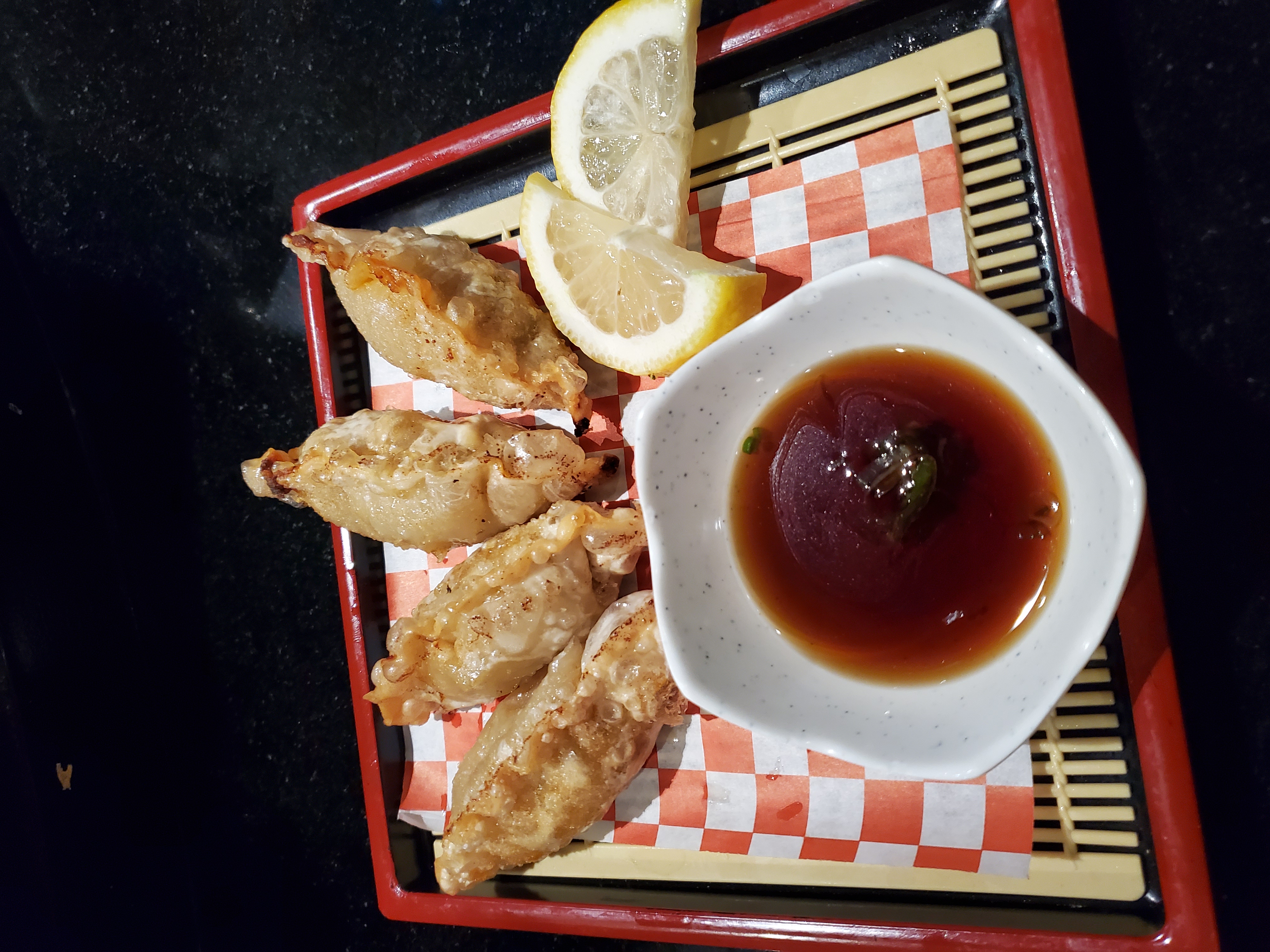 Order Spicy Fried chicken Gyoza food online from Kiku Sushi store, Los Angeles on bringmethat.com