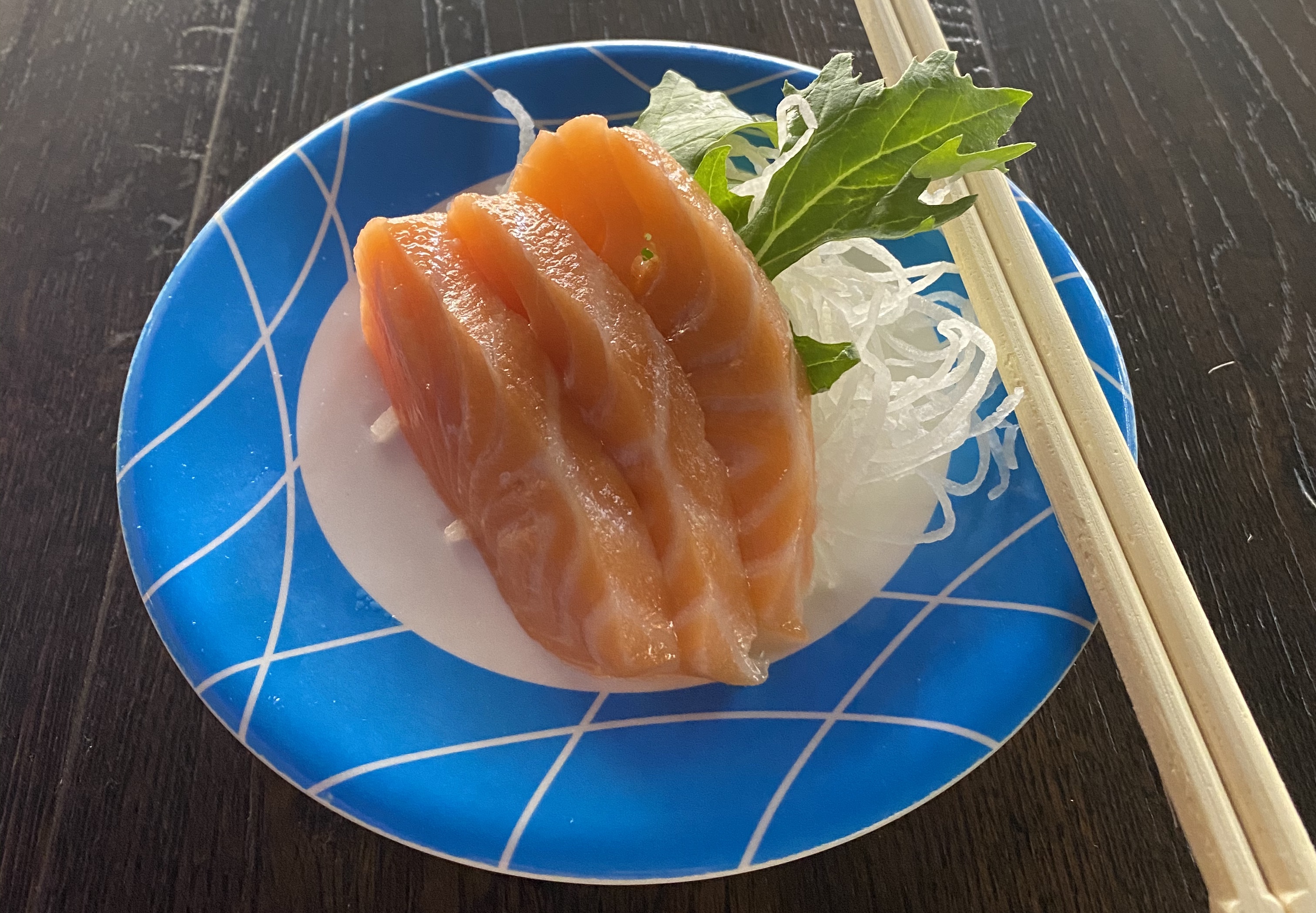 Order Salmon Sashimi - 3 Pieces food online from Sushi Train store, Minneapolis on bringmethat.com