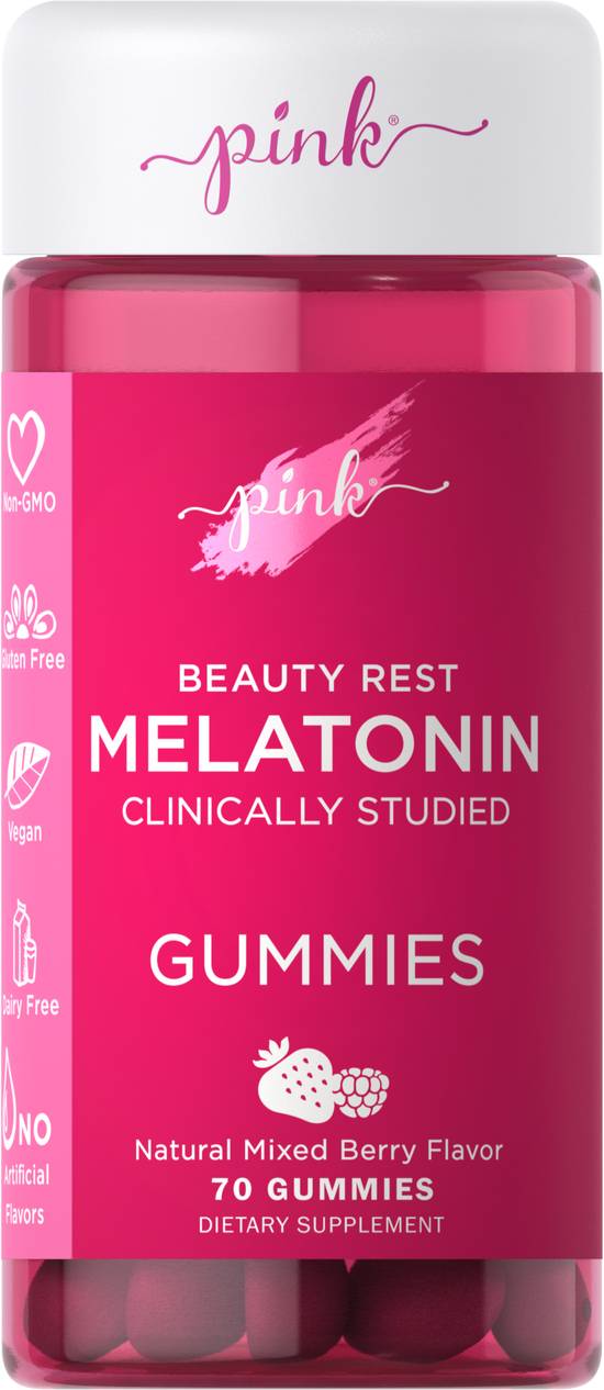 Order Pink Beauty Rest Melatonin Gummies 10 mg (70 ct) food online from Rite Aid store, Palm Desert on bringmethat.com
