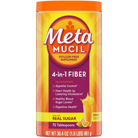 Order Metamucil MultiHealth Dietary Fiber Supplement Orange Smooth (30.4 oz) food online from Rite Aid store, Cortland on bringmethat.com