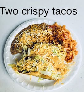Order 2. Two Crispy Tacos food online from Super Burritos Mexican Food store, Redding on bringmethat.com