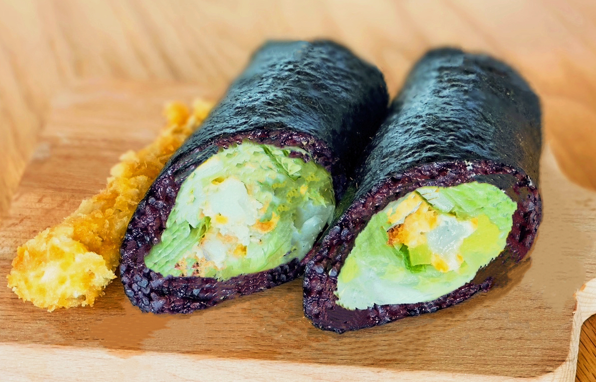 Order Purple Rice Burrito with Tempura Shrimp 天妇罗虾饭团 food online from 1ny Bakery & Cafe store, West Lafayette on bringmethat.com