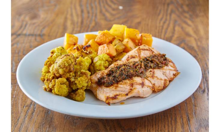 Order Sustainable Salmon Plate (gf) food online from Bushfire Kitchen store, Temecula on bringmethat.com