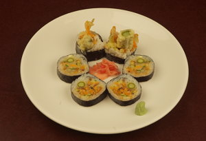 Order SPICY VEG TEMP ROLL food online from Sushi Zushi store, Austin on bringmethat.com