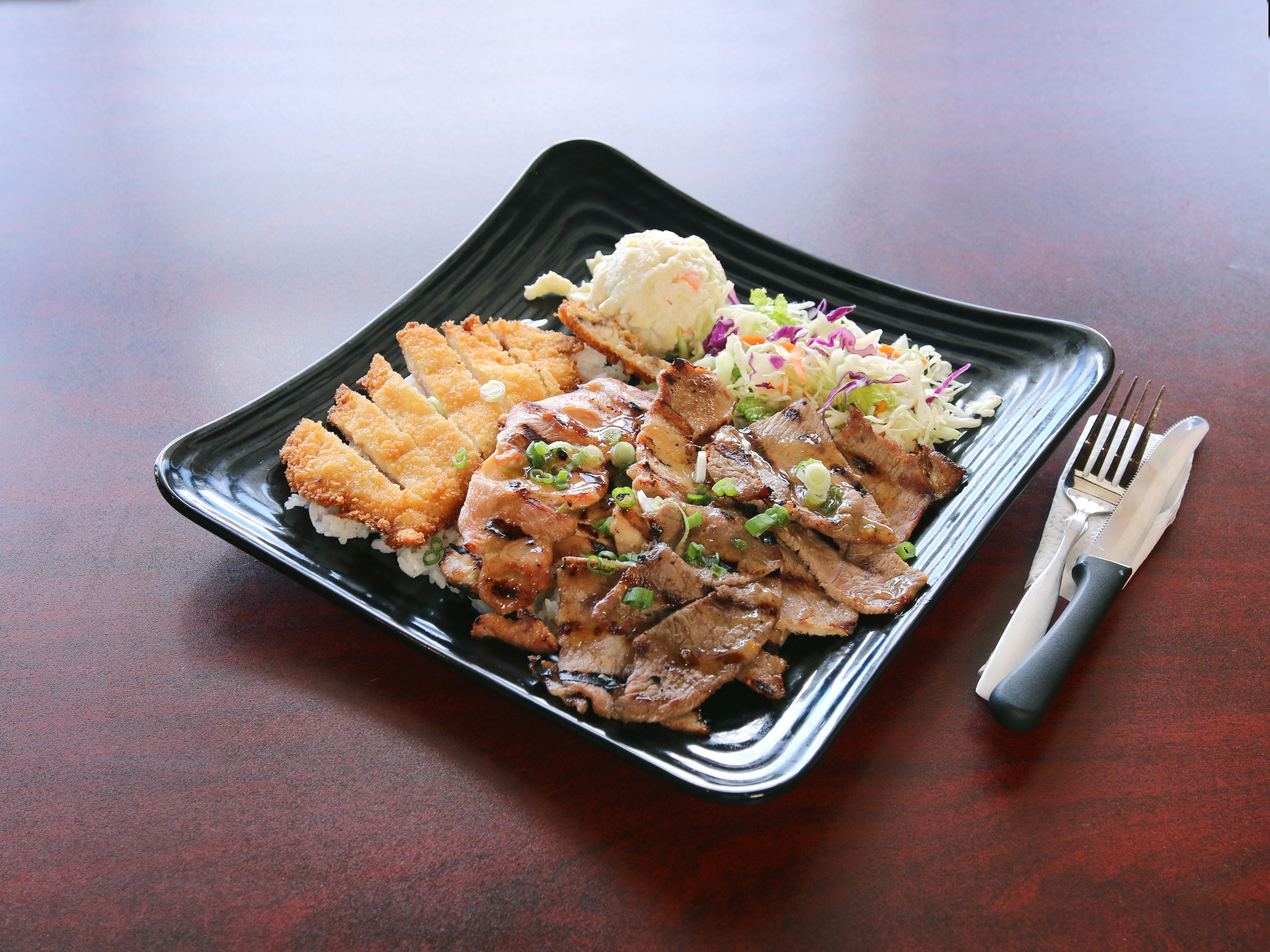 Order Triple Combination Plate food online from Aloha BBQ store, Mission Viejo on bringmethat.com