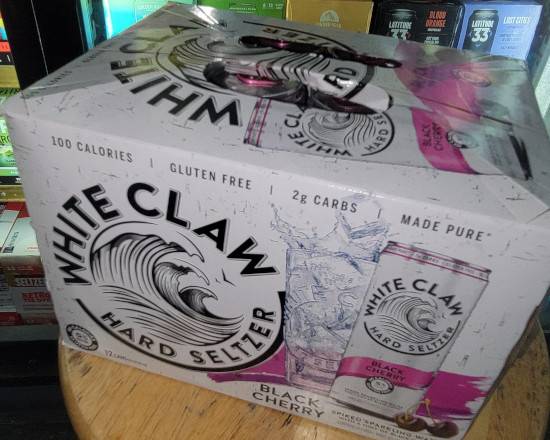 Order WHITE CLAW Black cherry 12pk. 12oz. CANS  food online from Hub Market & Deli store, San Diego on bringmethat.com