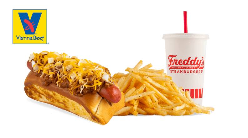 Order Chili Cheese Dog Combo food online from Freddy's Frozen Custard & Steakburgers store, Kansas City on bringmethat.com