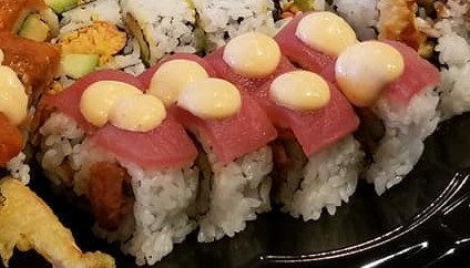 Order 18. Kiss of Fire Roll food online from Biwako Sushi store, Saline on bringmethat.com