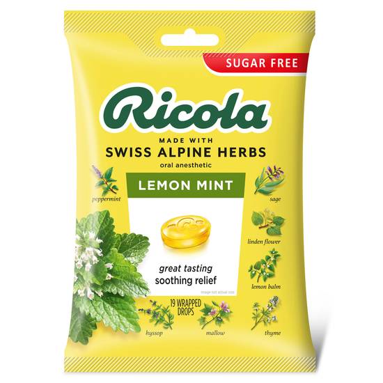 Order Ricola Herb Throat Drops Sugar Free Lemon Mint (19 ct) food online from Rite Aid store, Clarence on bringmethat.com