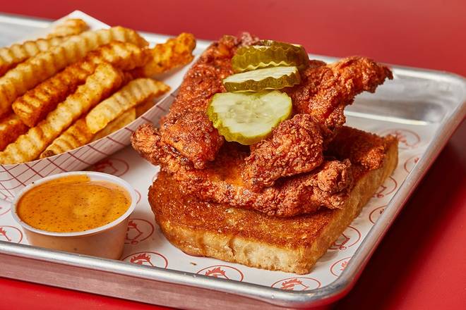 Order #6 Four Tender Plate food online from Lucky's Hot Chicken store, Dallas on bringmethat.com