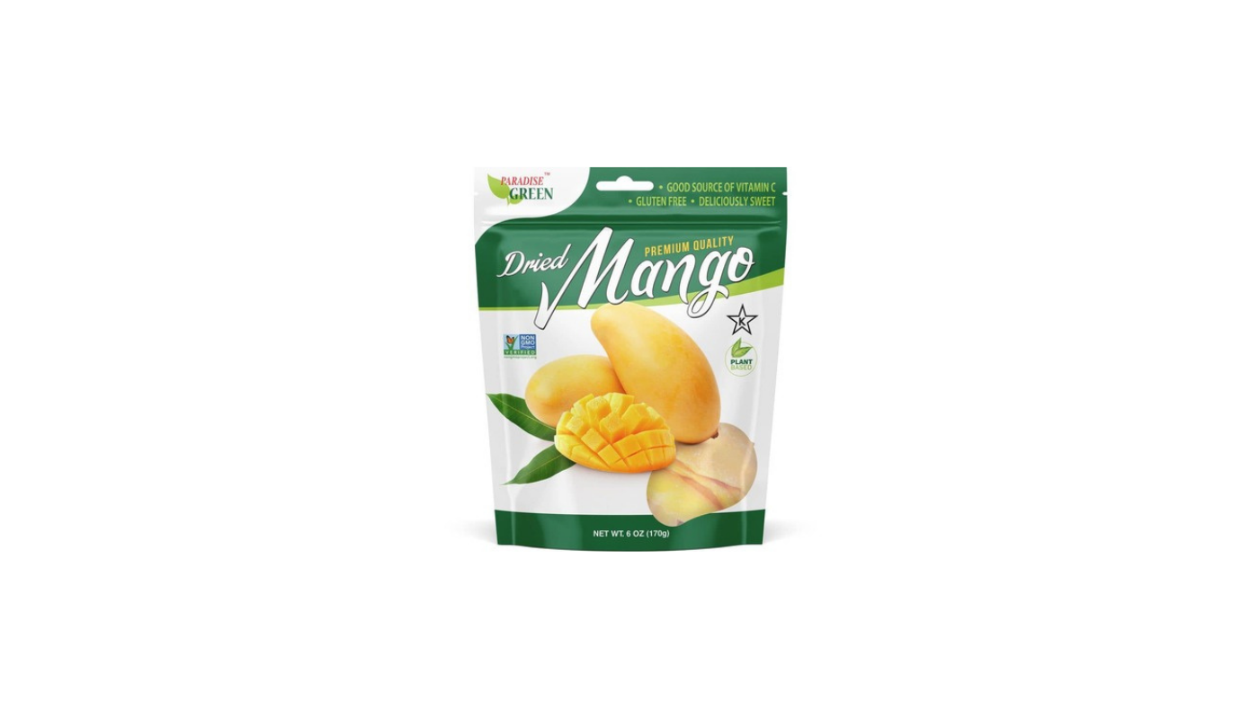 Order Paradise Green - Dried Mango - 6 oz food online from Luv Mart store, Santa Cruz on bringmethat.com