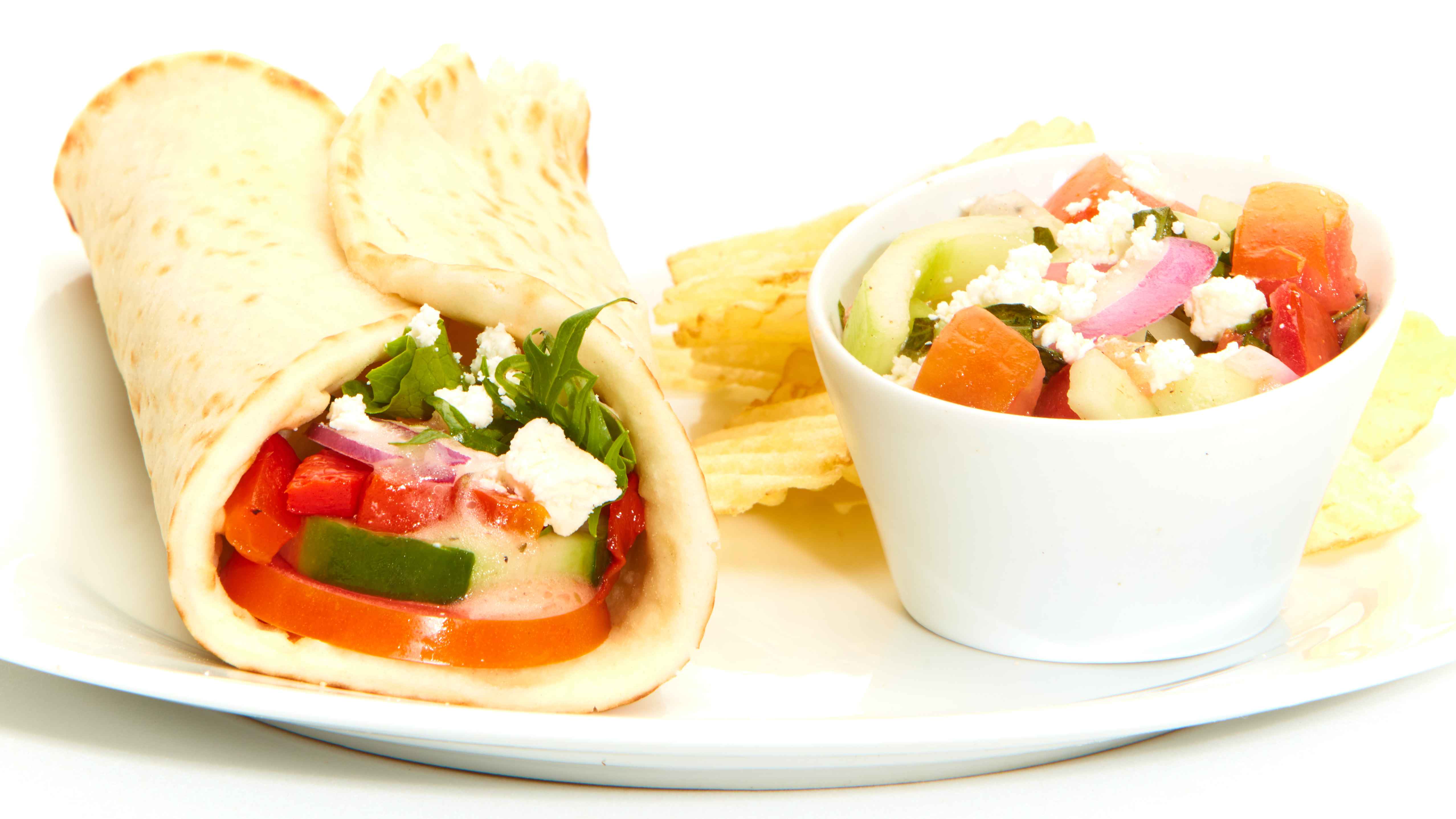 Order Greek Salad Gyro food online from Taziki's Mediterranean Cafe store, Charlotte on bringmethat.com