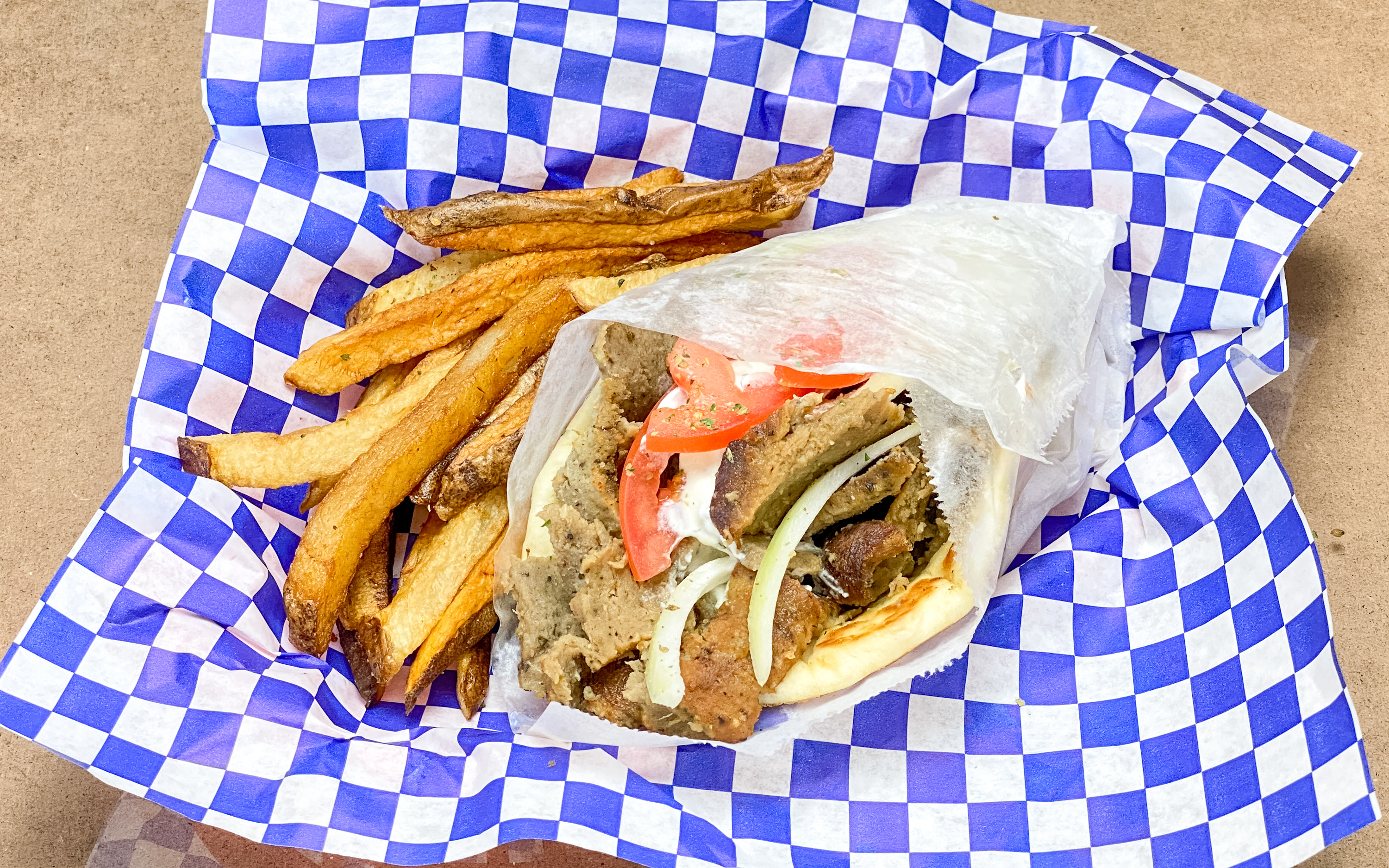Order Fat Gyro food online from Mina And Dimi Greek House store, San Antonio on bringmethat.com