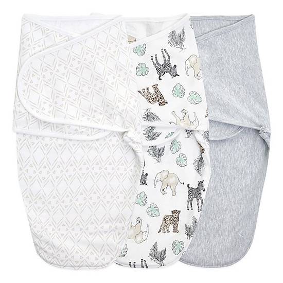 Order aden + anais™ essentials easy swaddle™ Size 0-3M 3-Pack Wrap Swaddles in Grey food online from Bed Bath & Beyond store, Lancaster on bringmethat.com