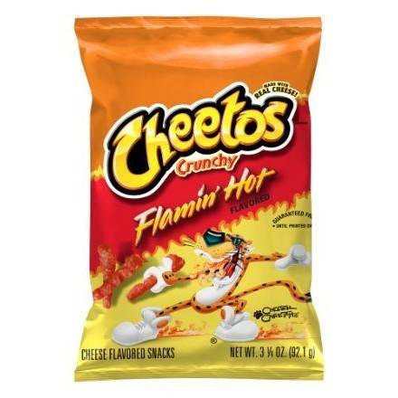 Order Cheetos Crunchy Flamin' Hot Cheese Flavored Snacks (3.25 oz) food online from 7-Eleven By Reef store, Atlanta on bringmethat.com