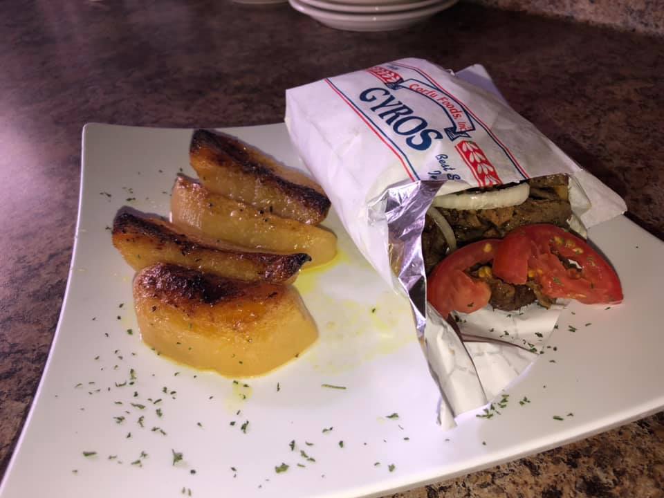 Order Original Gyros Platter food online from Flaming Cheese Saganaki Greek Restaurant store, Dallas on bringmethat.com