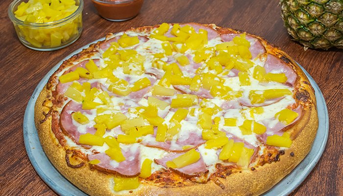Order 7. Hawaiian Pizza food online from Premier Pizza - Santa Clara store, Santa Clara on bringmethat.com