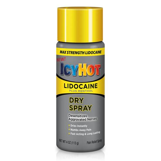 Order Icy Hot Lidocaine Plus Menthol Dry Spray (4 oz) food online from Rite Aid store, EAST AURORA on bringmethat.com