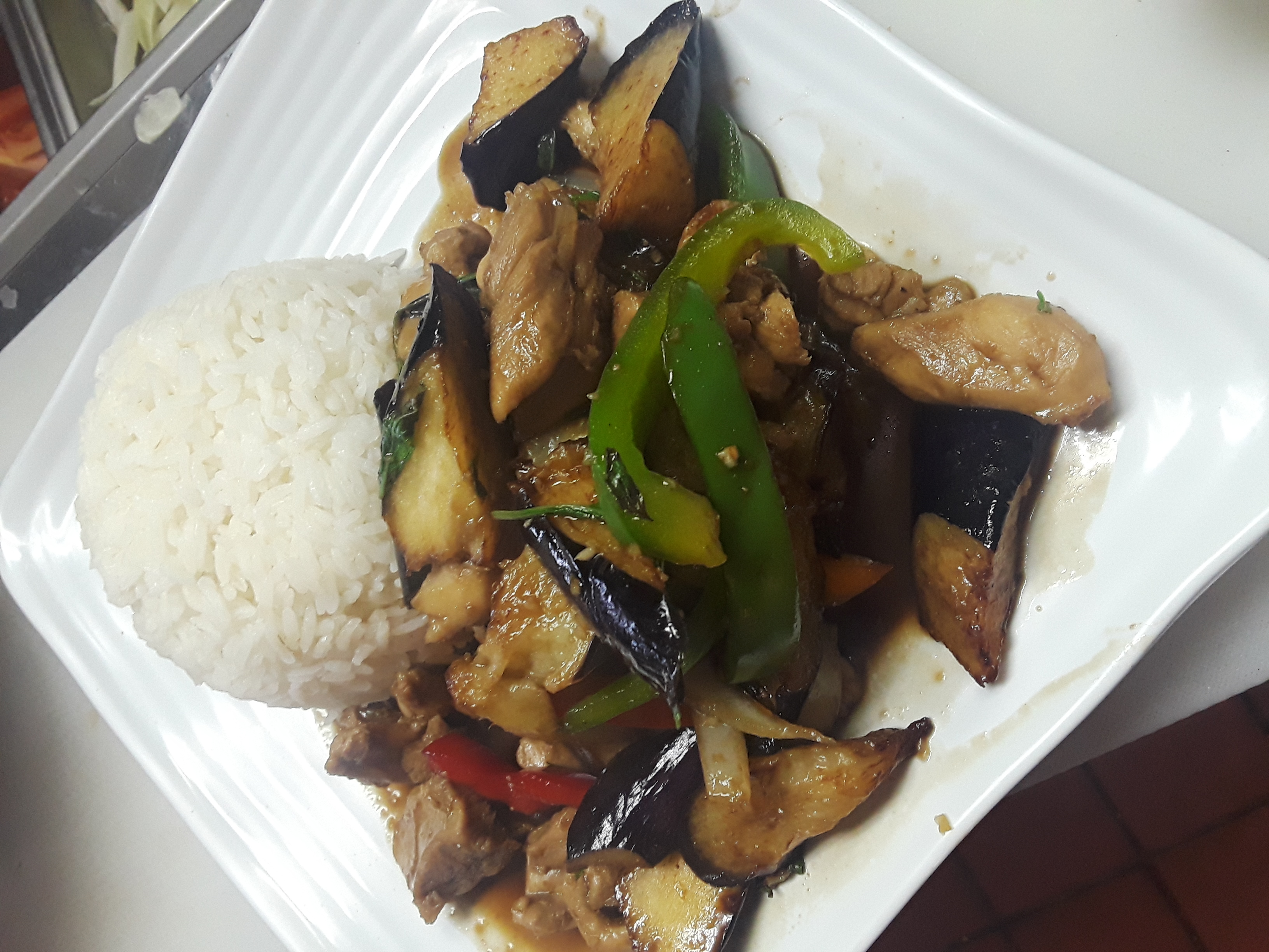 Order Eggplant Chicken with Rice food online from Chili & Lemon Thai Cuisine store, Los Angeles on bringmethat.com