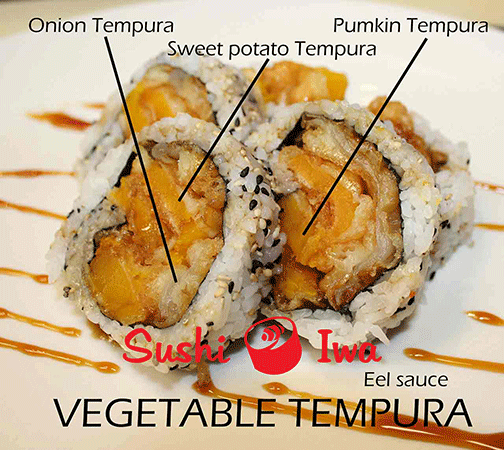 Order VEGETABLE TEMPURA ROLL food online from Sushi Iwa store, Apex on bringmethat.com