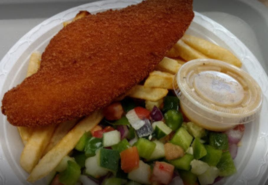 Order Fish & Chips - Entree food online from Tov Pizza store, Baltimore on bringmethat.com