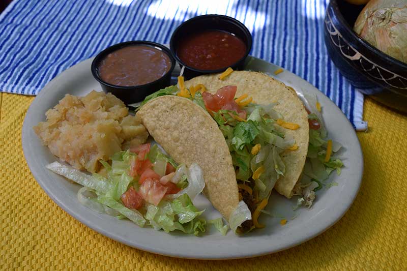 Order 9. Taco Plate food online from El Patio De Albuquerque store, Albuquerque on bringmethat.com