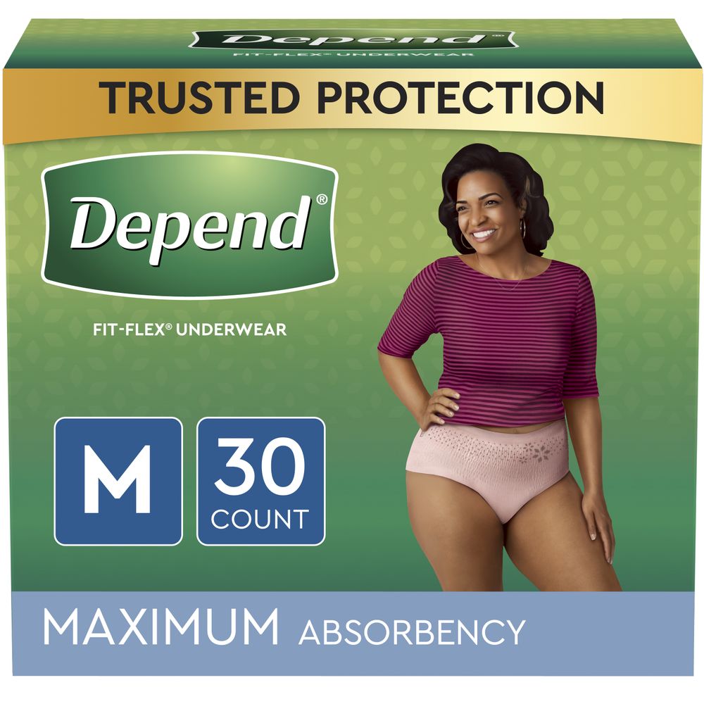 Order Depend Fit-Flex Incontinence Underwear for Women, Maximum Absorbency, M, Tan - 30 ct food online from Rite Aid store, MILLER PLACE on bringmethat.com