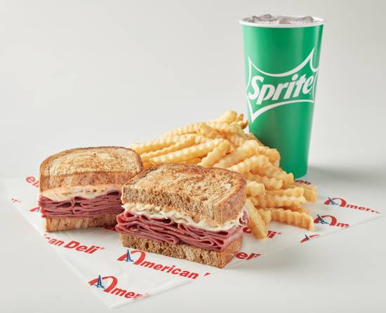 Order Reuben Meal (Fries and Drink) food online from American Deli store, McDonough on bringmethat.com