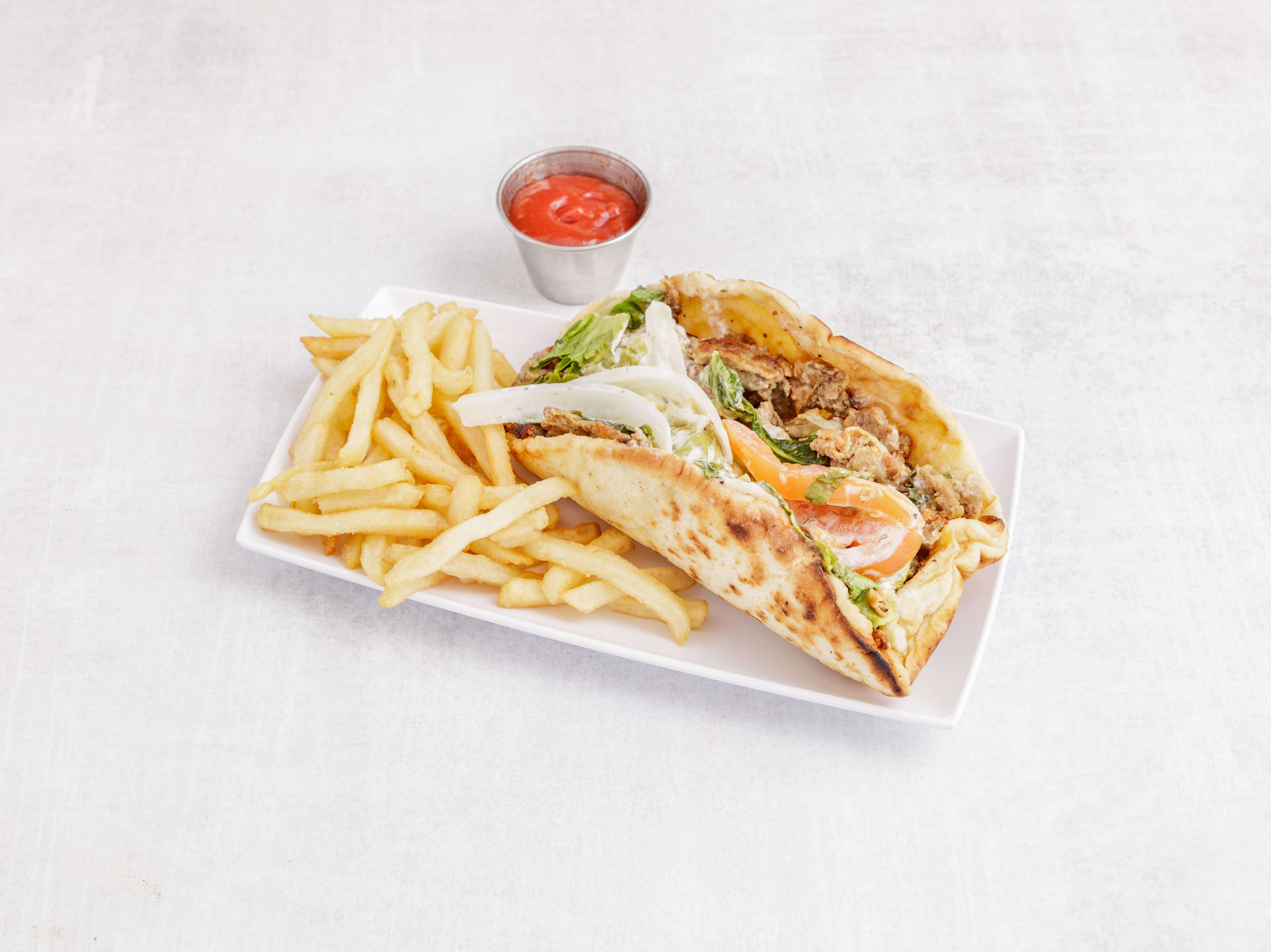 Order Beef Gyro Wrap with Fries food online from Middletown Fried Chicken & Gyro store, Middletown on bringmethat.com
