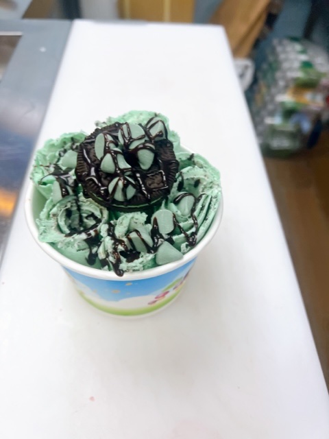 Order #15   Mint Monster Roll Ice Cream food online from Yum Ice Cream & Bubble Tea store, New Rochelle on bringmethat.com
