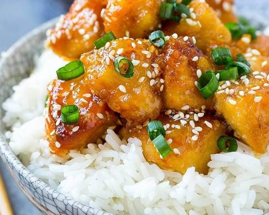 Order Rice Bowl With Orange Chicken food online from Olive Mediterranean store, Claymont on bringmethat.com