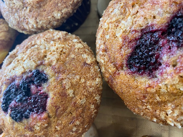 Order Blackberry Banana Nut Muffin food online from Chainline Brew Cafe store, El Cajon on bringmethat.com