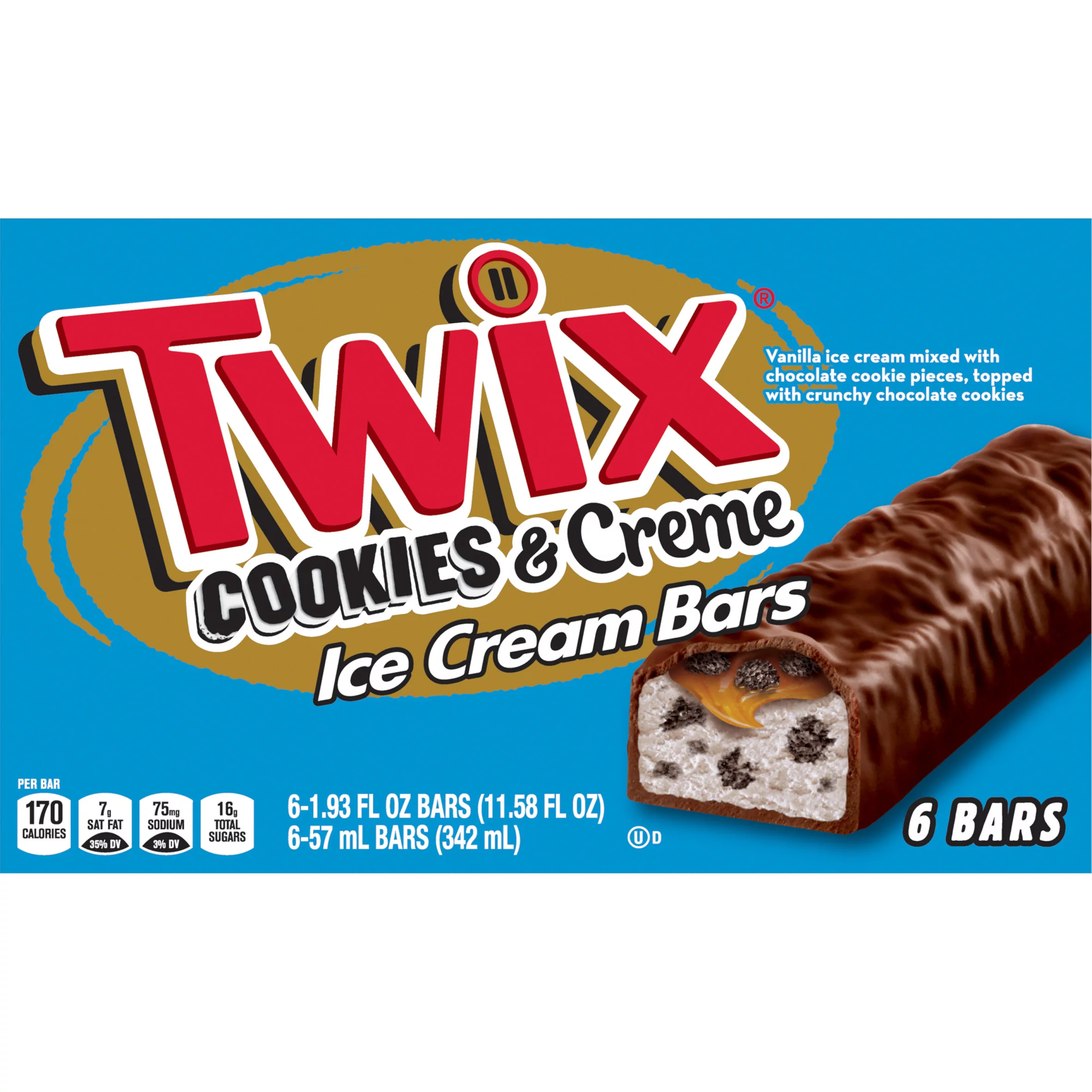 Order Twix - Cookies & Cream - 6 Pack food online from Luv Mart store, Santa Cruz on bringmethat.com