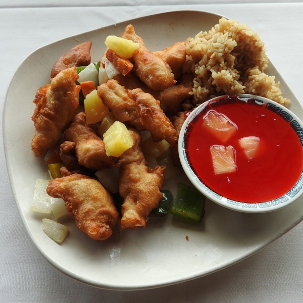 Order Sweet and Sour Chicken food online from May Dragon Chinese Restaurant store, Dallas on bringmethat.com